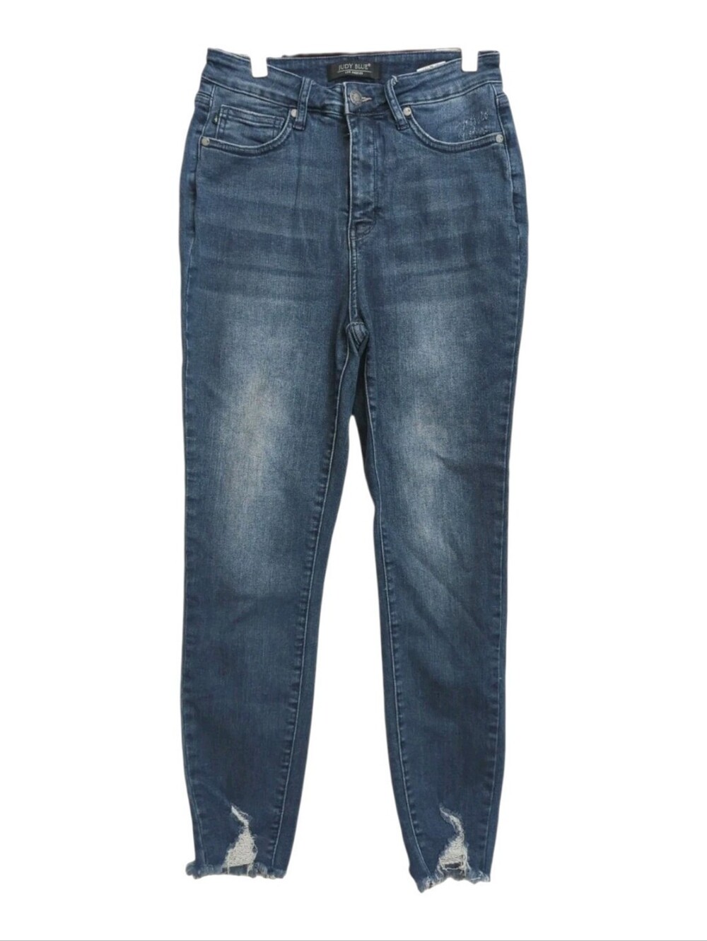Judy Blue Skinny Fit Jeans Womens  7/28 Distressed Raw Hem Blue Denim High Rise